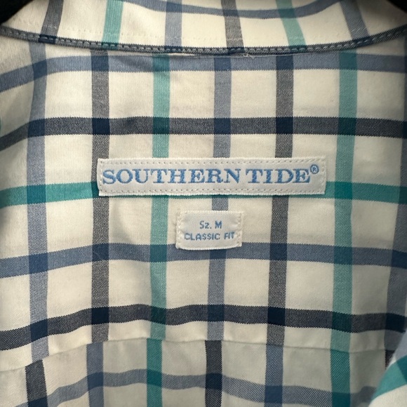 Men’s Southern Tide blue windowpane button up - Picture 2 of 3